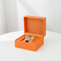 Boîte à montre en papier rigide personnalisée avec couvercle en PU |   Boîte cadeau rectangulaire à couvercle rabattable de haute qualité imprimée en sérigraphie