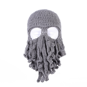 Chapeau de <span class=keywords><strong>ski</strong></span> et de snowboard en tricot pour homme et <span class=keywords><strong>femme</strong></span>, <span class=keywords><strong>masque</strong></span> facial amusant, costume d'Halloween, chapeau d'hiver, bonnet pieuvre - Product Image 1