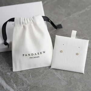 ถุงผ้าฝ้ายลายก้างปลาสีขาว PandaSew พร้อมโลโก้สั่งทำพิเศษ มีแผ่นรองในตัว สำหรับบรรจุภัณฑ์ของขวัญและใส่เครื่องประดับ - Product Image 4