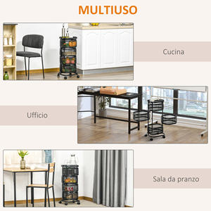 HOMCOM Carrito de comida con 4 cestas, superficie de soporte y ruedas, en acero y PP, 33x33x77 cm - Product Image 5