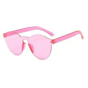 New Jelly Candy Color Clear Sun Glasses Fashion Sunglasses Transparent Rimless Sunglasses Custom Logo Cheap Promotion