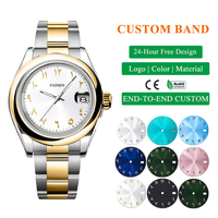 Montre pour homme mécanique NH35 à chiffres arabes automatique en acier inoxydable résistante à l'eau avec verre saphir et logo personnalisé