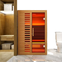 Poêle de sauna électrique infrarouge lointain à vapeur humide/sèche, murs et toit en cèdre rouge et pruche, design moderne carré, 2 personnes, usage commercial/salle de sport, 6KW/9KW