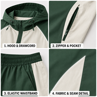 Ensemble survêtement coupe-vent à capuche et short IKDEER personnalisé avec blocs de couleur réfléchissants pour le sport quotidien et le jogging