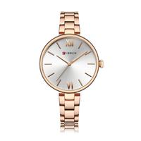 Reloj de Pulsera de Acero Inoxidable de Lujo Curren 9017 para Mujer, Reloj de Cuarzo Resistente al Agua, Color Oro Rosa, Logotipo Personalizado, Reloj de Vestir para Mujer