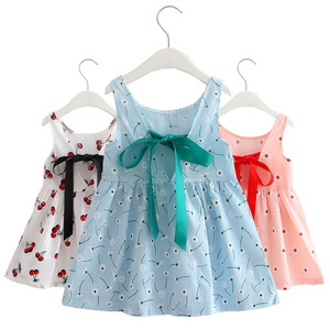 Robe d'été sans manches en coton pour filles, robe de princesse pour enfants - Product Image 1