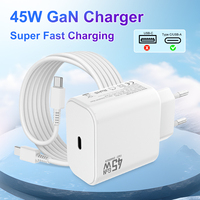 Chargeur mural universel tendance PD 45W GaN OTP à charge ultra rapide, adaptateur USB-C, câble de données Type-C, accessoires pour téléphone