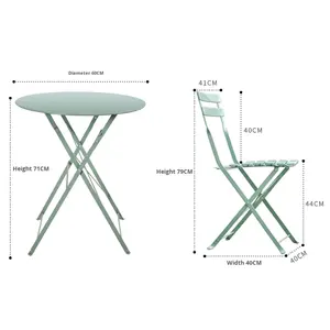 Petit Ensemble <span class=keywords><strong>Table</strong></span> et Chaises Pliantes en Fer pour <span class=keywords><strong>Terrasse</strong></span>, Mobilier d'Extérieur pour Balcon, Jardin, Cour, Idéal pour la Détente - Product Image 2