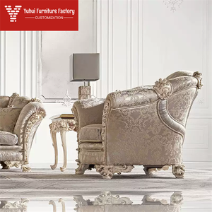 Divano Chesterfield Classico di Lusso in Stile Francese, Due Posti, in Legno Intagliato e Tessuto, <span class=keywords><strong>Arredamento</strong></span> per Soggiorno di Appartamenti - Product Image 4