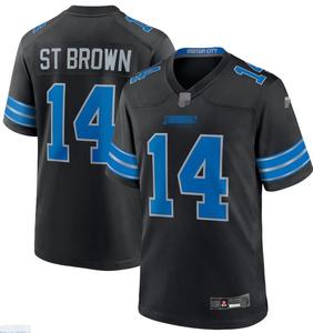 2526 Nouveaux maillots de football américain de l'équipe des Detroit Lions pour la saison en cours # 16 <span class=keywords><strong>Goff</strong></span> # 14 St Brown Maillots cousus pour hommes Vente en gros Chine - Product Image 1