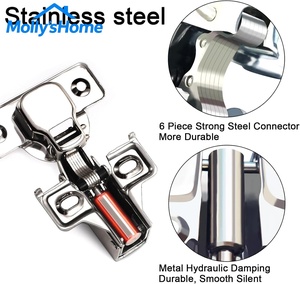 Charnières <span class=keywords><strong>de</strong></span> meuble professionnelles à fermeture amortie, semi-surplombantes, en acier inoxydable SUS304, coupelle <span class=keywords><strong>de</strong></span> 35 mm, pour armoires <span class=keywords><strong>de</strong></span> cuisine et quincaillerie <span class=keywords><strong>de</strong></span> meubles - Product Image 6