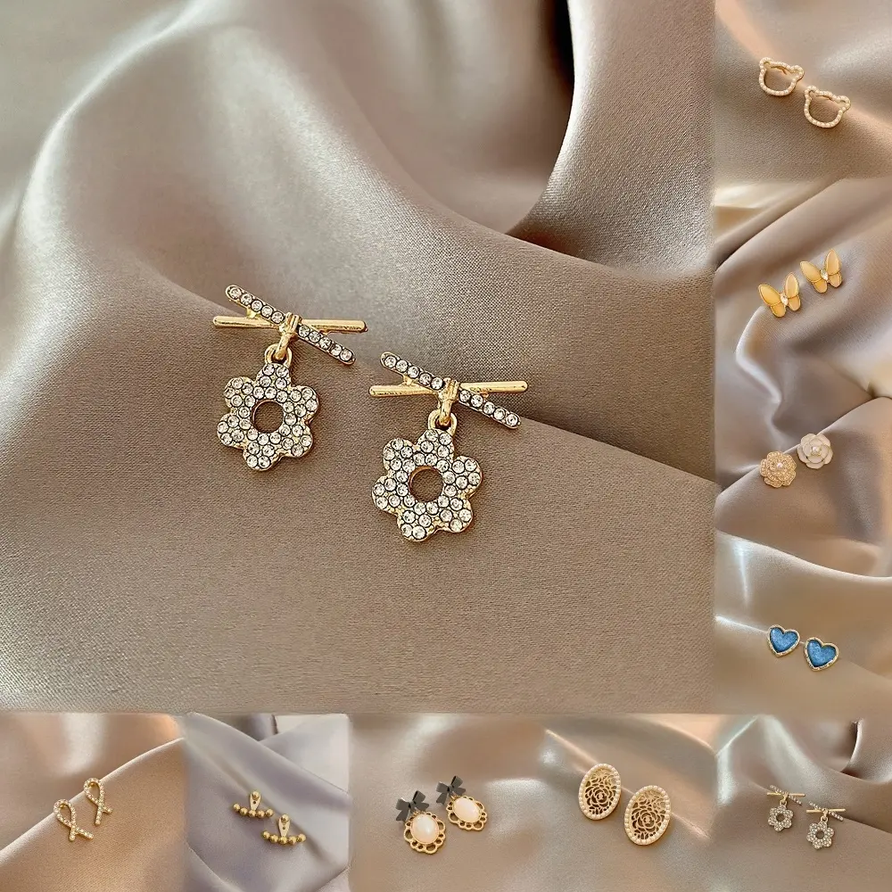 다이아몬드 꽃 귀걸이 여성 도매 패션 보석 귀걸이 귀여운 달콤한 독특한 귀걸이