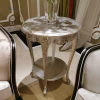Table d'angle de salon classique en bois, design français, meuble de luxe classique sculpté, design rond, MDF, Table d'angle pour canapé