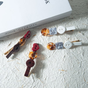 Pinza de Pelo de Acetato Estilo Coreano con Diseño de Botón y Agarre en Forma de Corazón para Mujer, Uso Diario, Origen Yiwu, Primavera 2025 - Product Image 3