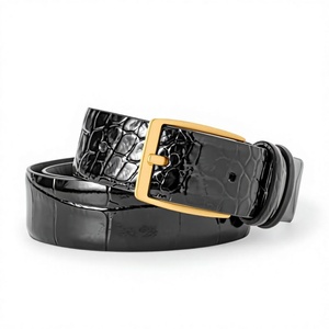 Ceinture unisexe en cuir de vachette véritable BS INTERNATIONAL avec boucle carrée en acier, imprimée par transfert thermique, réversible, robuste et écologique - Product Image 4