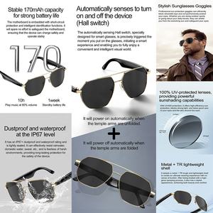 Gafas Inteligentes W100 Estilo Piloto para Exteriores con IA, Traductor <span class=keywords><strong>de</strong></span> 163 Idiomas, Gafas <span class=keywords><strong>de</strong></span> Sol Inteligentes W100C - Product Image 4