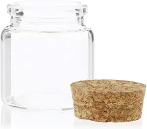 Frascos de vidro borosilicado de 20 ml, frascos de cortiça com rolha de cortiça para preservação de frescor, recipiente para doces