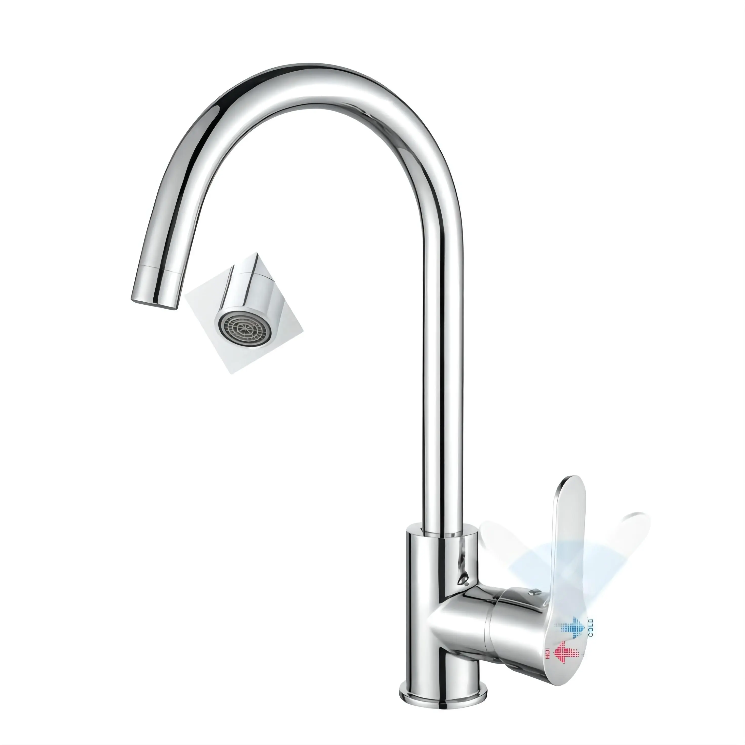 Wholesale Kitchen Sink Mixer Faucet Head Spout for Kitchen Chrome Plated Single Handle Stainless Steel Graphic Design