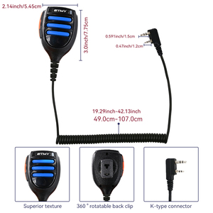 Baofeng UV-5R UV-82 UV-9R PLUS TK2000 TK3000 Walkie Talkie Remote <b>Speaker</b> Mic 2 Pin PTT Wire HT <b>Microphone</b> - Product Image 2