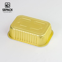 Barquette alimentaire jetable en aluminium doré 520 ml 162x112 mm individuelle pour plats principaux à emporter et aliments chauds – Vente en gros