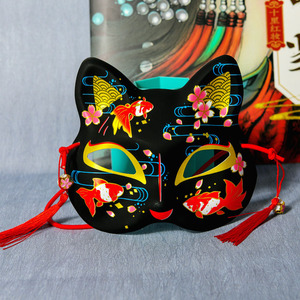 Nueva Máscara de Gato Estilo Japonés, Negra, de Plástico Transpirable, Media Cara, <span class=keywords><strong>Anime</strong></span>, Zorro, <span class=keywords><strong>Onmyoji</strong></span>, para Fiesta de Halloween - Product Image 5