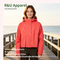 Jaket Wanita Outdoor Hiking Custom Memancing Berkerudung Ringan Tahan Air Anti Angin Jaket Ventilasi