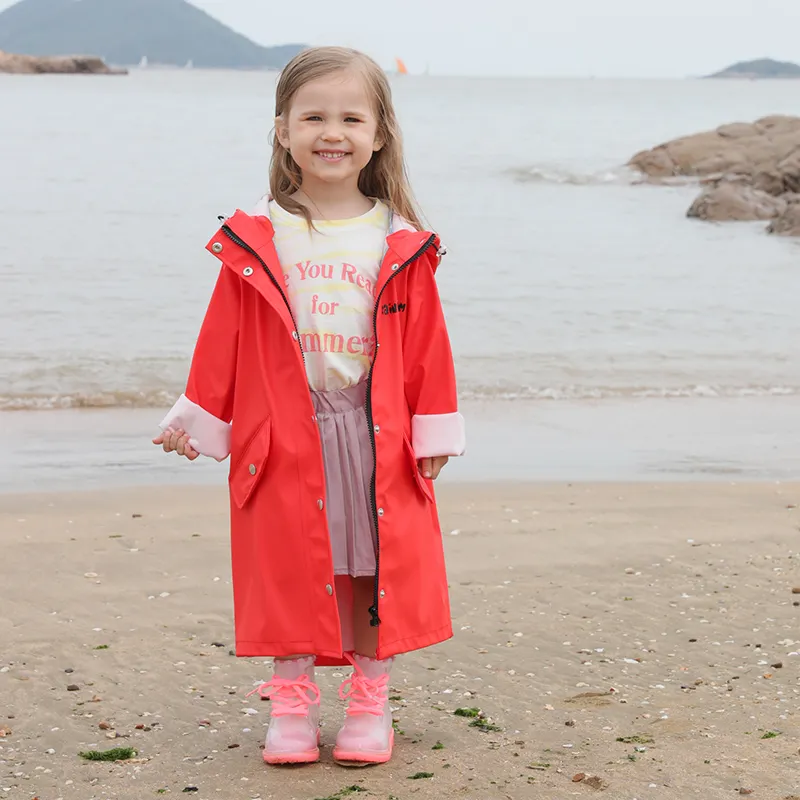 Rainfreem 키즈 폴리 우레탄 비옷 레인 자켓 pu 레인 코트 비 착용 아기 소년 어린이 의류 세트