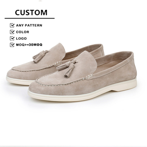 Men's Genuine Leather Sheep Suede Loafers Tassel Flats Shoes for Men <b>Pointed</b> Toe slip on Fashion Versatile - Product Image 1
