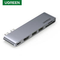 Adaptador Hub USB C UGREEN CM206 para MacBook, 4K HDMI Thunderbolt 3 100W, Lector de Tarjetas SD y TF, USB Tipo C HDMI HUB para M2 M1