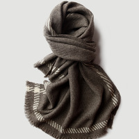 Écharpe et châle rayés en laine de yak pour femme, 65x195cm, double usage, épais et chaud, pour l'automne et l'hiver