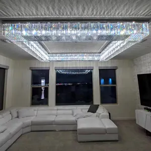 Lampadario personalizzato grande quadrato del soffitto dell'hotel di lusso moderno k9 cristallo da incasso lampadario per banchetti villa