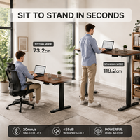Bureau debout électrique ergonomique marron à hauteur réglable avec commande numérique pour mobilier de bureau professionnel