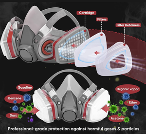 <span class=keywords><strong>Masque</strong></span> facial réutilisable avec <span class=keywords><strong>filtre</strong></span>, <span class=keywords><strong>masque</strong></span> à gaz avec lunettes anti-buée, demi-<span class=keywords><strong>masque</strong></span> respiratoire anti-poussière pour la peinture et les pesticides - Product Image 2