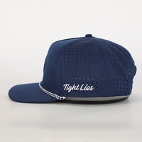 Chapeaux de papa en polyester structuré à 5 panneaux avec logo personnalisé Casquette de baseball et de golf en corde perforée en silicone imperméable à l'eau