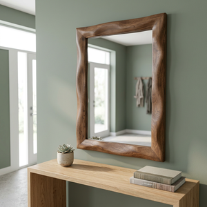 Rustic Wooden Framed Wall <b>Mirror</b> <b>Rectangular</b> Handmade Decorative Home Use 6.0mm Thickness Home decor wall decor Natural Wood - Product Image 1