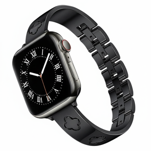 سوار نسائي قابل للتعديل من الفولاذ المقاوم للصدأ 316L مطلي بالذهب عيار 18 قيراط بتصميم زهرة البرسيم رباعية الأوراق لساعة أبل WB0251S - Product Image 5