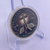 Prix d'usine, croix de Christ en métal personnalisée, en vrac, pièce de monnaie commémorative en argent de 1 once