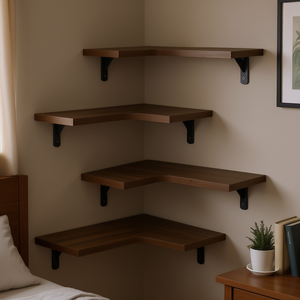 Étagère d'angle murale flottante en bois moderne pour chambre et salon, lot de 4 - Product Image 2