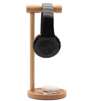 Support de casque en bois massif pour bureau, avec plateau de rangement, vente en gros