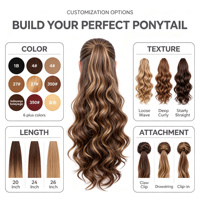 Perruque synthétique pour femme, style européen et américain, en fibre haute température, longue, bouclée, à grandes ondulations, volumineuse, avec pince à griffes, pour queue de cheval haute
