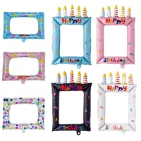 Cadre photo Joyeux Anniversaire en forme de ballon, ballon cadre photo selfie pour fête d'anniversaire, accessoire de photomaton, certifié BSCI