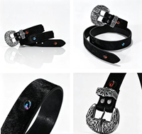 Ceinture en cuir véritable haut de gamme avec décorations accrocheuses, style punk tendance, pour femme