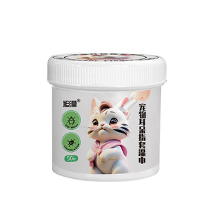 Toallitas de limpieza de oídos para mascotas Xumo, tela no tejida, fórmula suave para el cuidado de los oídos de perros y gatos, protectores para los dedos - Product Image 2