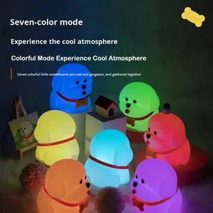 Luz de noche de perro de silicona bonita transfronteriza, lámpara de noche de ilusión colorida alimentada por LED con temporizador de grifo, compañero de sueño para dormitorio - Product Image 2