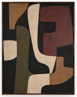 Peinture sur toile abstraite géométrique organique de style vintage aux tons terreux, noir, beige, bordeaux, art mural pour la décoration d'hôtel, de villa, de bureau