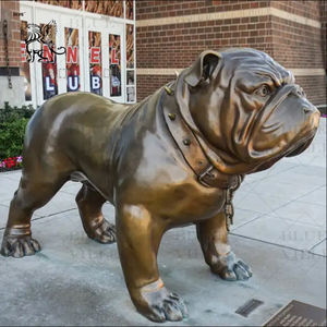 BLVEモダンアートガーデンデコレーション等身大アニマルメタル彫刻キャストブロンズフレンチブルドッグ像 - Product Image 2