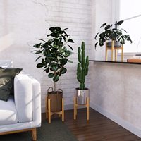 2 Paket Penyangga Tanaman Bambu Coklat Tahan Lama, Dapat Disesuaikan, Modern, untuk Tanaman Indoor, Penyangga Tanaman untuk Ruang Tamu & Balkon