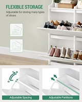 Zapatero de Madera Extensible y Portátil con 4 Cajones Abatibles para Entrada, Pasillo, Sala de Estar u Hotel