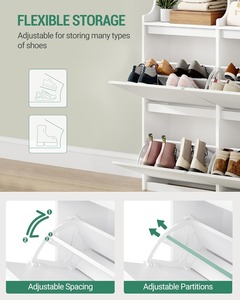 Meuble à chaussures <span class=keywords><strong>en</strong></span> <span class=keywords><strong>bois</strong></span> multi-niveaux avec 4 tiroirs rabattables pour entrée, couloir et salon - Product Image 4