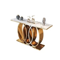 Table console moderne en marbre et métal doré pour hall d'entrée, salon ou appartement – Meuble de luxe simple pour couloir